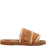 Chloé Brown Shearling Trim Sandals