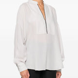 Brunello Cucinelli Grey Monili Chain Blouse