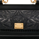 Dolce Gabbana Black Floral Embroidered Handbag