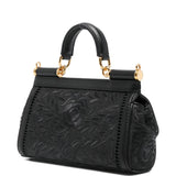 Dolce Gabbana Black Floral Embroidered Handbag