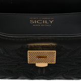 Dolce Gabbana Black Floral Embroidered Handbag