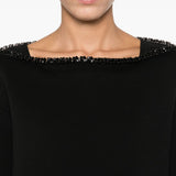 Emporio Armani Black Embellished Neckline Dress