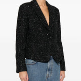 Emporio Armani Black Sequined Notched Lapel Jacket
