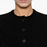 Emporio Armani Black Textured Finish Buttoned Jacket