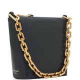 Emporio Armani Black GenuineLeather Chain Strap Satchel