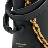 Emporio Armani Black GenuineLeather Chain Strap Satchel