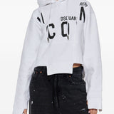 Dsquared2 White Logo Print Hoodie