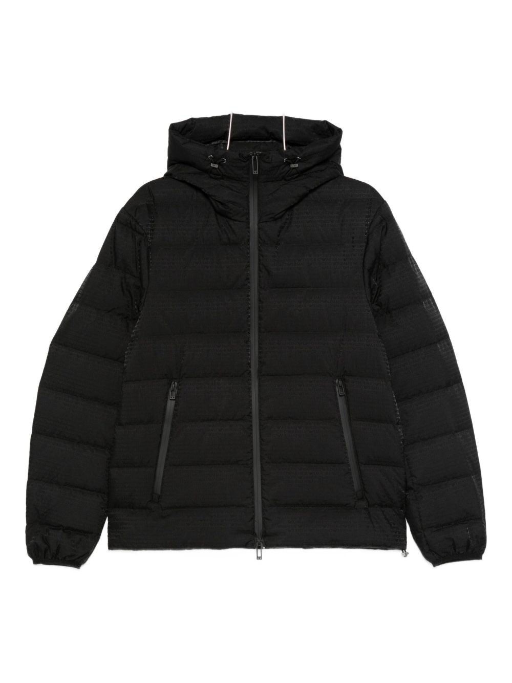Emporio Armani Black Hooded Longline Overcoat Zipper