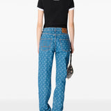 Marine Serre Moon Laser Blue Wash Denim Straight Jeans