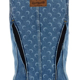 Marine Serre Moon Laser Denim Bustier Top