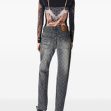 Marine Serre Moon Laser Grey Wash Denim Straight Jeans