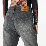 Marine Serre Moon Laser Grey Wash Denim Straight Jeans