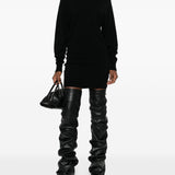 Balmain Black Cashmere Rollneck Embellishment Dress