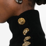 Balmain Black Cashmere Rollneck Embellishment Dress