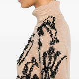 Ermanno Scervino Beige Floral Embellishment Jumper