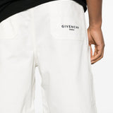 Givenchy White Front Button Cargo Shorts