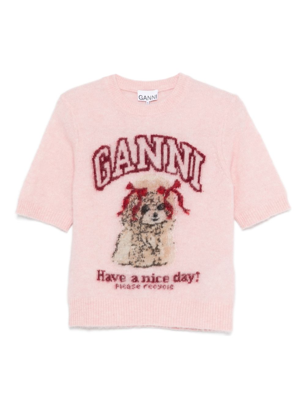 Ganni Pink Fine Knit T Shirt