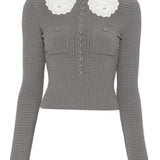 Self Portrait Grey Silk Nylon Sweater