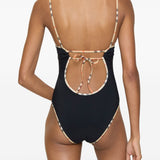 Burberry Black Heritage Checkered Pattern Swimsuit