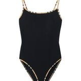 Burberry Black Heritage Checkered Pattern Swimsuit