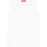Diesel White Ribbed Logo Tank Top