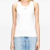 Diesel White Ribbed Logo Tank Top