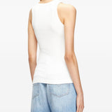 Diesel White Ribbed Logo Tank Top