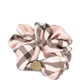 Burberry Light Pink Checked Silk Scrunchie