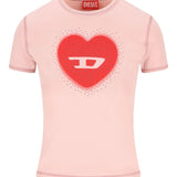 Diesel Powder Pink Heart Graphic Tee
