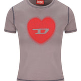 Diesel Grey Heart Print Tee