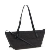 Balmain Black Monogramming Embroidered Raffia Tote