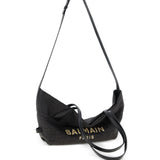 Balmain Black Monogramming Embroidered Raffia Tote