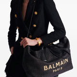 Balmain Black Extravagant Raffia Calfskin Carryall