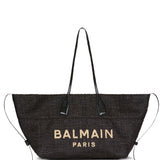 Balmain Black Extravagant Raffia Calfskin Carryall