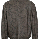 Emporio Armani Green Python Printed Carved Leather Blouson