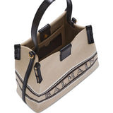 Balmain Beige Canvas Leather Bucket Bag