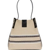 Balmain Beige Canvas Leather Bucket Bag