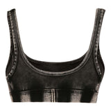 Diesel Black Extravagant Embroidered Denim Bralette
