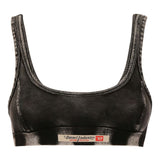 Diesel Black Extravagant Embroidered Denim Bralette