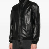Emporio Armani Black Leather Blouson Jacket