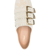 Chloé White Satin Patent Leather Flats