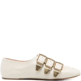 Chloé White Satin Patent Leather Flats