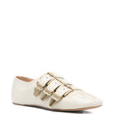 Chloé White Satin Patent Leather Flats
