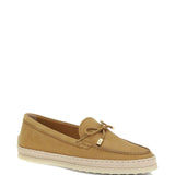 Tod's Camel Raffia Trim Loafers
