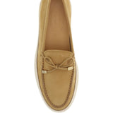 Tod's Camel Raffia Trim Loafers