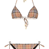 Burberry Beige Checkered Intricately Patterned Bikini