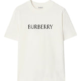 Burberry White Embroidered Logo Tee