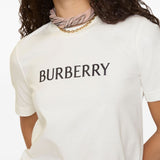 Burberry White Embroidered Logo Tee