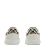 Burberry White Patterned Checkered Leather Sneakers