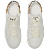 Burberry White Patterned Checkered Leather Sneakers